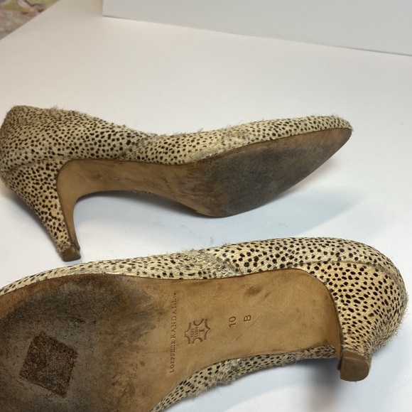 Loeffler Randall Cream Animal Print Kitten Heel Pumps Size 10B Pointed Toe - Picture 9 of 10